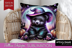Black Bear Halloween Pillow Sublimation Cute Animal Pillow Product Image 1