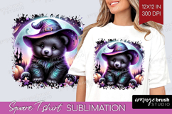 Black Bear Halloween Square Tshirt Background Cute Animal Product Image 1