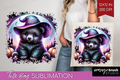 Black Bear Halloween Tote Bag Cute Animal Tote Bag PNG Product Image 1