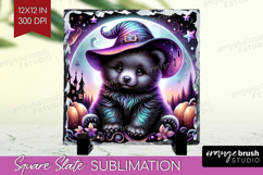 Black Bear Halloween Slate PNG Cute Animal Square Slate Product Image 1