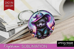Black Bear Halloween Keychain PNG Cute Animal Keychain Product Image 1