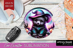 Black Bear Halloween Car Coaster Cute Animal Coaster PNG Product Image 1