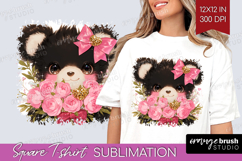 Black Bear Valentine Square Tshirt Background Cute Day PNG Product Image 1