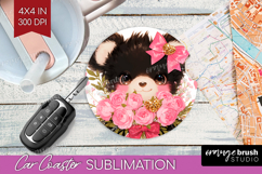 Black Bear Valentine Car Coaster Cute Valentines Day Coaster Product Image 1
