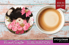 Black Bear Valentine Round Coaster Cute Valentines Day PNG Product Image 1