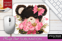 Black Bear Valentine Mouse Pad Sublimation Cute Valentines Product Image 1
