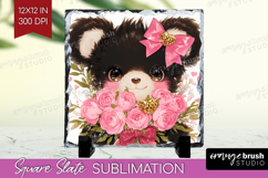 Black Bear Valentine Slate PNG Cute Valentines Day Square Product Image 1