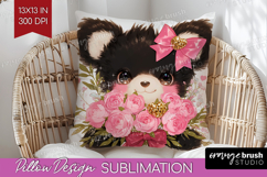 Black Bear Valentine Pillow Sublimation Cute Valentines Day Product Image 1