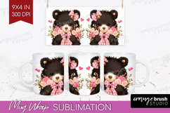 Black Bear Valentine Mug Wrap Cute Valentines Day Mug PNG Product Image 1