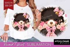 Black Bear Valentine Round Tshirt Background Cute Valentines Product Image 1