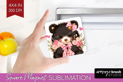 Black Bear Valentine Magnet Sublimation Cute Valentines Day Product Image 1