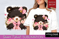 Black Bear Valentine Square Tshirt Background Cute Day PNG Product Image 1