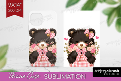 Black Bear Valentine Phone Case PNG Cute Valentines Day Case Product Image 1