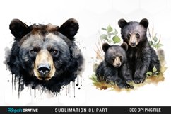 Watercolor Black Bear Illustration Clipart Product Image 1