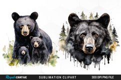 Watercolor Black Bear Illustration Clipart Product Image 1