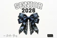 Black Bow Pink Senior 2026 PNG Product Image 4