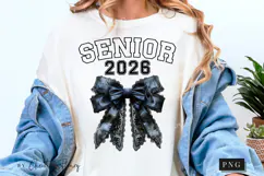 Black Bow Pink Senior 2026 PNG Product Image 5