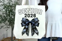 Black Bow Pink Senior 2026 PNG Product Image 6
