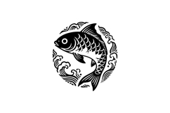 Black branding logo illustration fish template isolated Product Image 1