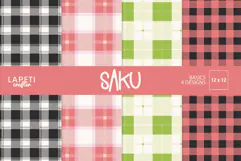 Black and white buffalo plaid digital paper background