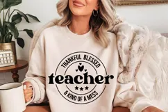 thankful blessed teacher & kind of a mess Svg, Autumn Svg Product Image 2