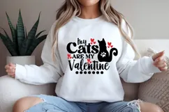 My Cats Are My Valentine Svg, Valentine's Day Svg Product Image 1