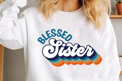 blessed sister Svg, Retro T-shirt Design, Family Svg Product Image 1