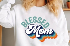 blessed mom Svg, Retro T-shirt Design, Family Svg Product Image 1