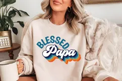 blessed papa Svg, Retro T-shirt Design, Family Svg Product Image 2
