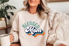 blessed mom Svg, Retro T-shirt Design, Family Svg Product Image 2