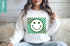 St. Patrick's Day Retro Clover Smiley SVG Product Image 2