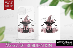 Black Cat Cute Phone Case PNG Pink Halloween Case PNG Product Image 1
