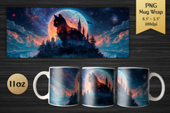 Black Cat 11oz Mug Wrap. Great for Halloween lovers, gothic art fans, and crafters looking to create unique spooky mugs.