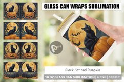 Glass Can Wraps Black Cat and Pumpkin Product Image 1