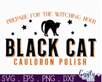 Vintage Farmhouse Halloween Svg Sign, Black Cat Cauldron Product Image 2