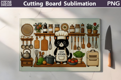 Funny Cutting Board | Black Cat Chef Kitchen Board Product Image 3