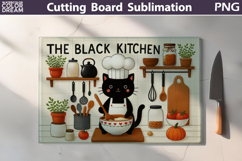 Funny Cutting Board | Black Cat Chef Kitchen Board Product Image 5