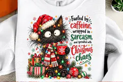 Black Cat Christmas PNG, Sarcastic Coffee PNG Product Image 2