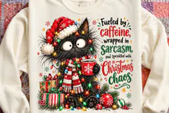 Black Cat Christmas PNG, Sarcastic Coffee PNG Product Image 4