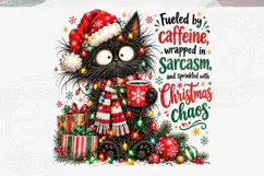 Black Cat Christmas PNG, Sarcastic Coffee PNG Product Image 5