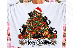 Black Cat Christmas Tree PNG, Cute Black Cats Decorating Chr Product Image 1
