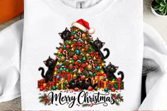 Black Cat Christmas Tree PNG, Cute Black Cats Decorating Chr Product Image 2