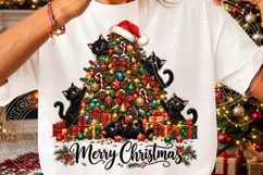 Black Cat Christmas Tree PNG, Cute Black Cats Decorating Chr Product Image 3