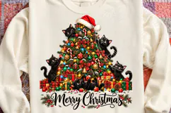 Black Cat Christmas Tree PNG, Cute Black Cats Decorating Chr Product Image 4