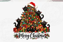 Black Cat Christmas Tree PNG, Cute Black Cats Decorating Chr Product Image 5