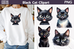 Black Cat Clipart | Cute Kitten Sublimation Product Image 1