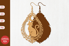Black Cat Earring SVG Product Image 1