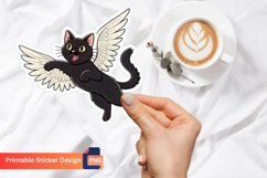 Black Cat Flying Animal Meow Sticker,Funny Black Cat Sticker Product Image 1