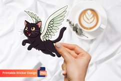 Black Cat Flying Animal Meow Sticker,Funny Black Cat Sticker Product Image 1