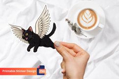 Black Cat Flying Animal Meow Sticker,Funny Black Cat Sticker Product Image 1